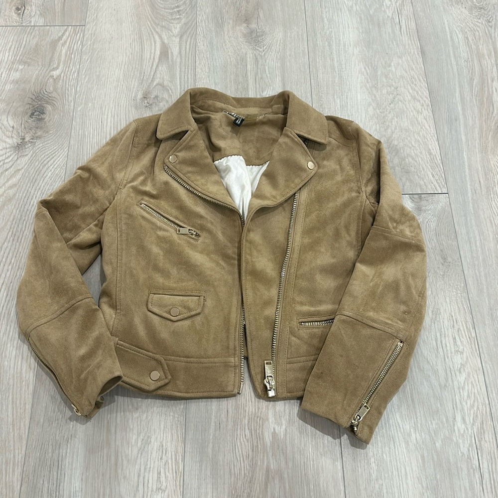 H&M suede like crop jacket.